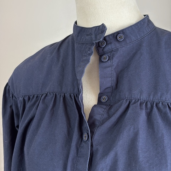 UNIQLO X TOMAS MAIER Cotton Poplin Gathered Long Sleeve Babydoll Dress Navy XS - Picture 11 of 16